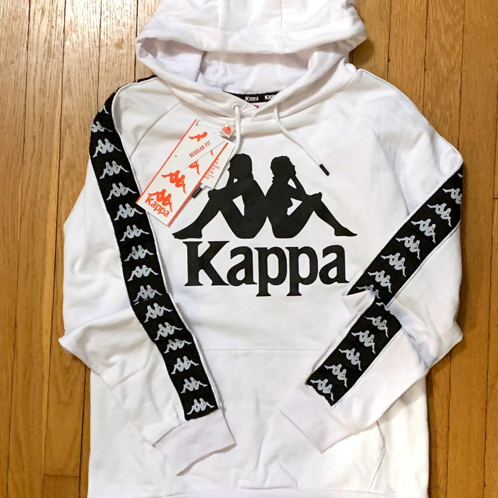 KAPPA - HOODIE SWEATSHIRT - LARGE - WHITE|BLACK -222 BANDA HURTADO 2 - NWT